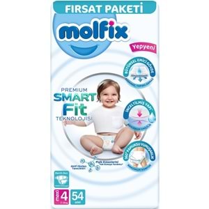 Molfix Premium Smart Fit Bebek Bezi 4 Beden 7-14 KG Maxi 108 Adet Ekonomik Fırsat Pk