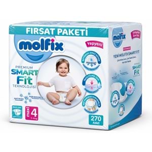Molfix Premium Smart Fit Bebek Bezi 4 Beden 7-14 KG Maxi 270 Adet Mega Fırsat Pk
