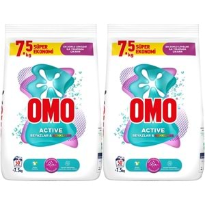 Omo Matik Çamaşır Deterjanı 15KG Beyaz ve Color/Renkliler (100 Yıkama) (2PK*7.5KG)