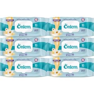 Önlem Islak Havlu Mendil 90 Yaprak Papatya Özü (6 Lı Set) Plastik Kapaklı 540 Yaprak