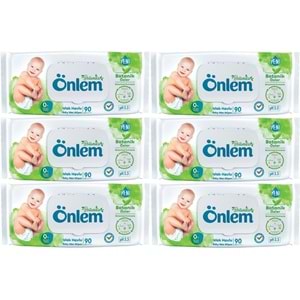 Önlem Islak Havlu Mendil 90 Yaprak Botanika Özlü (6 Lı Set) Plastik Kapaklı 540 Yaprak