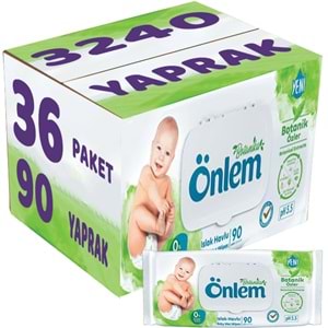 Önlem Islak Havlu Mendil 90 Yaprak Botanika Özlü (36 Lı Set) Plastik Kapaklı 3240 Yaprak