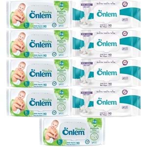 Önlem Islak Havlu Mendil 90 Yaprak Karma Botanika Özlü/Beyaz Sabunlu (9 Lu Set) Pls Kapak 810 Yprk