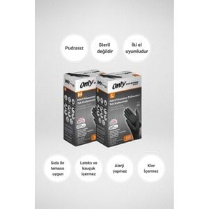 Only Evo Beyond Glove Nitril Siyah Pudrasız Muayene Eldiveni 300 Lü Set M - Medium - Orta (3PK*100)