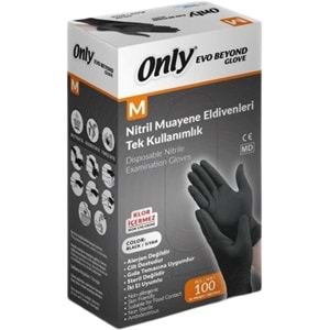 Only Evo Beyond Glove Nitril Siyah Pudrasız Muayene Eldiveni 600 Lü Set M - Medium - Orta (6PK*100)