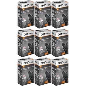 Only Evo Beyond Glove Nitril Siyah Pudrasız Muayene Eldiveni 900 Lü Set M - Medium - Orta (9PK*100)