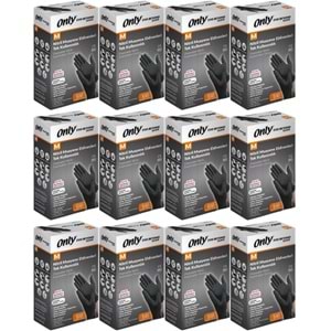 Only Evo Beyond Glove Nitril Siyah Pudrasız Muayene Eldiveni 1200 Lü Set M- Medium - Orta (12PK*100)