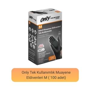 Only Evo Beyond Glove Nitril Siyah Pudrasız Muayene Eldiveni 1200 Lü Set M- Medium - Orta (12PK*100)