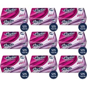Papia Platinum Pratik Mendil 125 Yaprak (4 Katlı) 1125 Yaprak (9PK*125)