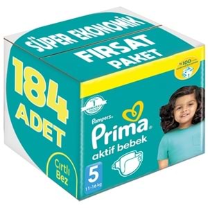 Prima Bebek Bezi 5 Beden 11-16 KG Junior 184 Adet Süper Ekonomik Fırsat Pk