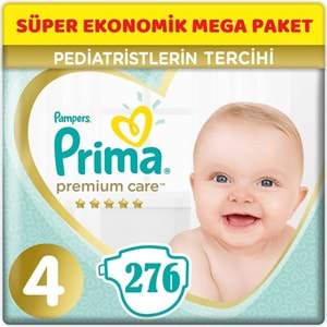 Prima Premium Care Bebek Bezi 4 Beden 9-14 KG Maxi 276 Adet Süper Ekonomik MeGa Pk