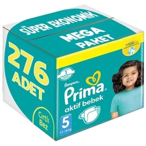 Prima Bebek Bezi 5 Beden 11-16 KG Junior 276 Adet Süper Ekonomik MeGa Pk