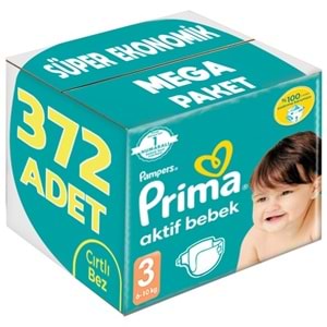 Prima Bebek Bezi 3 Beden 6-10 KG Midi 372 Adet Süper Ekonomik MeGa Pk