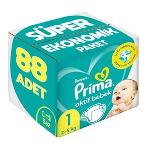 Prima Bebek Bezi Beden:1 (2-5Kg) Yeni Doğan 88 Adet Süper Ekonomik Pk