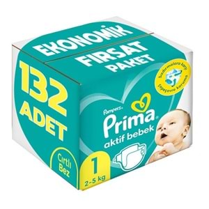 Prima Bebek Bezi Beden:1 (2-5Kg) Yeni Doğan 132 Adet Ekonomik Fırsat Pk