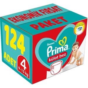 Prima Külot Bebek Bezi 4 Beden 9-15 KG Maxi 124 Adet Ekonomik Fırsat Pk
