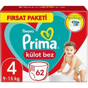 Prima Külot Bebek Bezi 4 Beden 9-15 KG Maxi 186 Adet Aylık Fırsat Pk