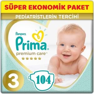 Prima Premium Care Bebek Bezi 3 Beden 6-10 KG Midi 104 Adet Süper Ekonomik Pk
