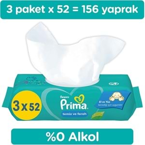 Prima Islak Havlu Mendil Temiz ve Ferah (Bitki Bazlı) 12 Li Set (4PK*3) 624 Yaprak