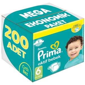 Prima Bebek Bezi 6 Beden 13-18 KG Extra Large 200 Adet MeGa Ekonomik Pk