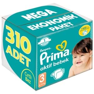 Prima Bebek Bezi 3 Beden 6-10 KG Midi 310 Adet MeGa Ekonomik Pk