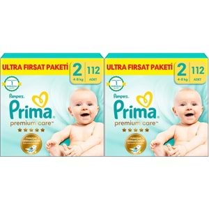 Prima Premium Care Bebek Bezi 2 Beden 4-8 KG Mini 224 Adet Ekonomik Ultra Fırsat Pk
