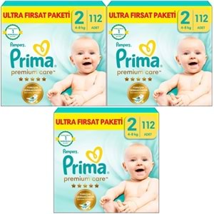 Prima Premium Care Bebek Bezi Beden:2 (4-8KG) Mini 336 Adet Aylık Ultra Fırsat Pk