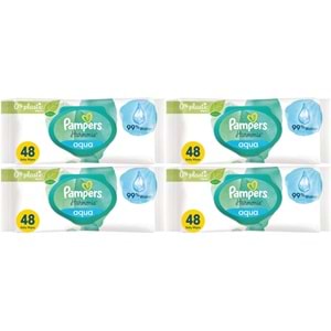 Prima Pampers Harmonie Islak Havlu Mendil Aqua Pure 48 Yaprak 4 Lü Set (192 Yaprak) Organik Pamuk