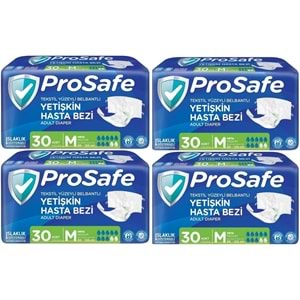 Prosafe Yetişkin Bezi Bel Bantlı Tekstil Yüzey M - Medium - Orta Boy 120 Adet (4PK*30)