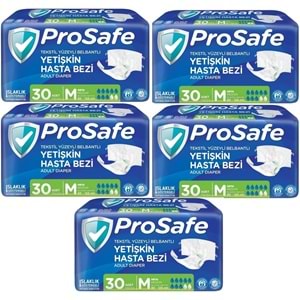 Prosafe Yetişkin Bezi Bel Bantlı Tekstil Yüzey M - Medium - Orta Boy 150 Adet (5PK*30)