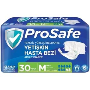 Prosafe Yetişkin Bezi Bel Bantlı Tekstil Yüzey M - Medium - Orta Boy 180 Adet (6PK*30)