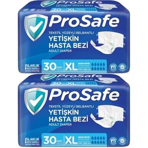 Prosafe Yetişkin Bezi Bel Bantlı Tekstil Yüzey XL-Extra Large Boy 60 Adet (2PK*30)