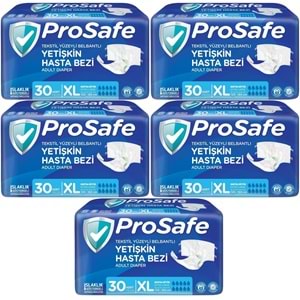 Prosafe Yetişkin Bezi Bel Bantlı Tekstil Yüzey XL-Extra Large Boy 150 Adet (5PK*30)