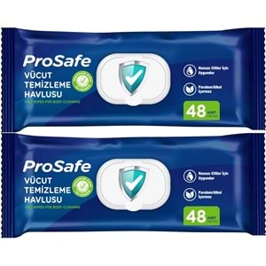 Prosafe Yetişkin Vücut Temizleme Islak Mendil Havlu 48 Yaprak XL (2 Li Set) Plastik Kapak