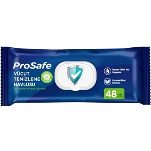 Prosafe Yetişkin Vücut Temizleme Islak Mendil Havlu 48 Yaprak XL (2 Li Set) Plastik Kapak