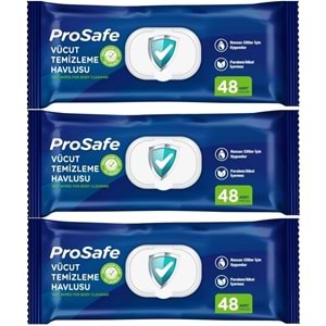 Prosafe Yetişkin Vücut Temizleme Islak Mendil Havlu 48 Yaprak XL (3 Lü Set) Plastik Kapak