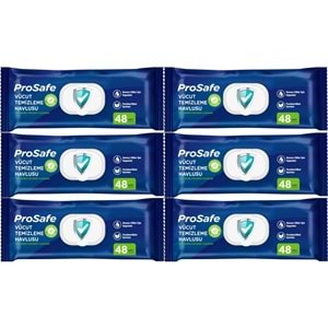 Prosafe Yetişkin Vücut Temizleme Islak Mendil Havlu 48 Yaprak XL (6 Lı Set) Plastik Kapak