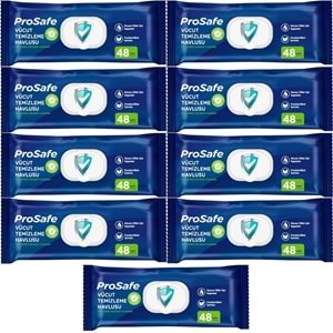 Prosafe Yetişkin Vücut Temizleme Islak Mendil Havlu 48 Yaprak XL (9 Lu Set) Plastik Kapak