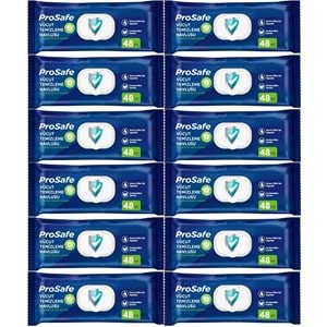 Prosafe Yetişkin Vücut Temizleme Islak Mendil Havlu 48 Yaprak XL (12 Li Set) Plastik Kapak