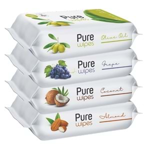 Pure Baby Wipes Islak Havlu Mendil 50 Yaprak 8 Li Set (400 Yaprak) (Meyveli)