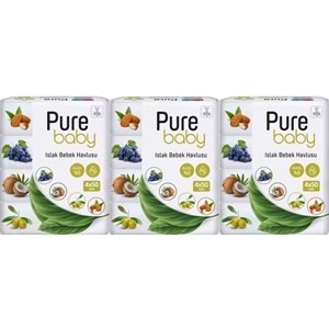 Pure Baby Wipes Islak Havlu Mendil 50 Yaprak 12 Li Set (600 Yaprak) (Meyveli)