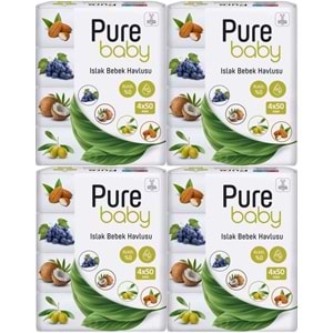 Pure Baby Wipes Islak Havlu Mendil 50 Yaprak 16 Lı Set (800 Yaprak) (Meyveli)