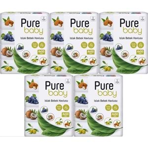 Pure Baby Wipes Islak Havlu Mendil 50 Yaprak 20 Li Set (1000 Yaprak) (Meyveli)