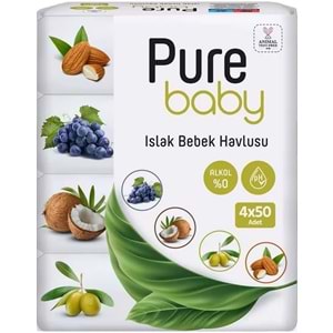 Pure Baby Wipes Islak Havlu Mendil 50 Yaprak 48 Li Set (2400 Yaprak) (Meyveli)
