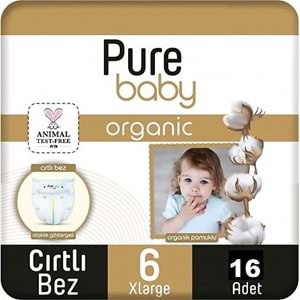 Pure Baby Organik Bebek Bezi 6 Beden 15-27 KG Extra Large 48 Adet Aylık Fırsat Pk