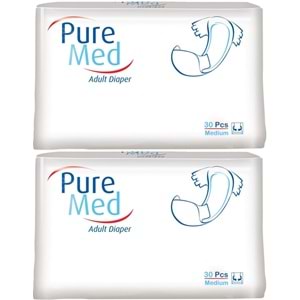 Puremed Yetişkin Bezi Bel Bantlı Tekstil Yüzey Medium M-Orta 60 Adet 2Pk x 30