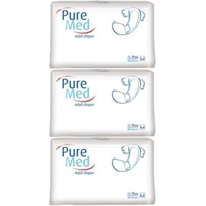 Puremed Yetişkin Bezi Bel Bantlı Tekstil Yüzey Medium M-Orta 90 Adet 3Pk x 30
