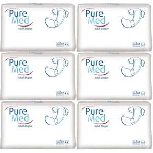 Puremed Yetişkin Bezi Bel Bantlı Tekstil Yüzey M - Orta - Medium 180 Adet (6PK*30)