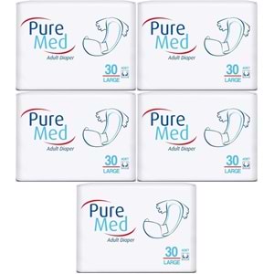 Puremed Yetişkin Bezi Bel Bantlı Tekstil Yüzey Large L-Büyük 150 Adet 5Pk x 30