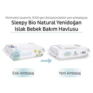 Sleepy Islak Havlu Mendil Bio Natural 40 Yaprak Yeni Doğan (6 Lı Set) Plastik Kapaklı 240 Yaprak